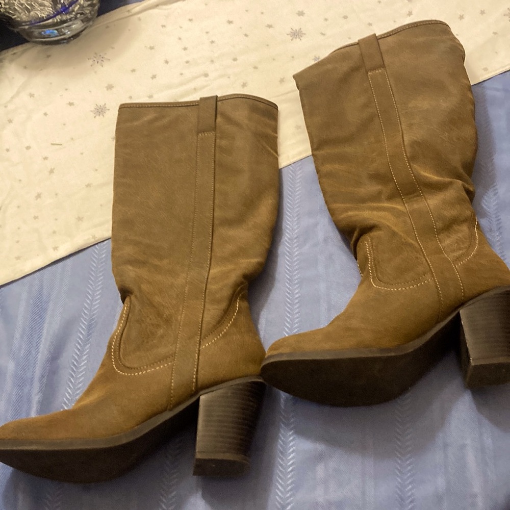 Brown heeled boots